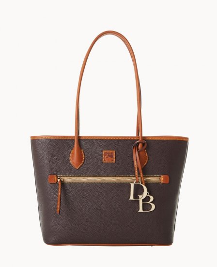 Dooney Pebble Grain Tote Brown Tmoro ID-AXIn6pi4 - Click Image to Close