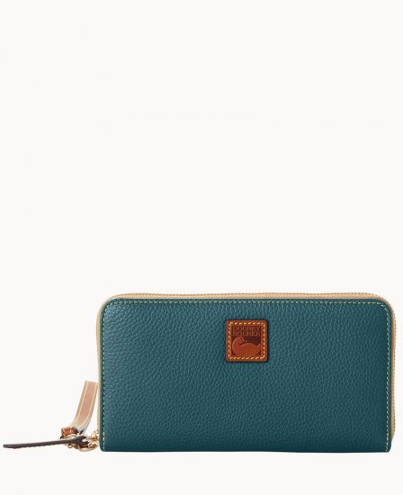 Dooney Pebble Grain Large Zip Around Wristlet Teal ID-SrcX3pkX - Click Image to Close