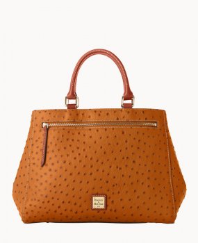 Dooney Ostrich Zip Satchel Tan ID-xqcmcJtk