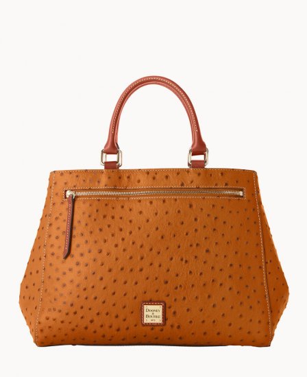 Dooney Ostrich Zip Satchel Tan ID-xqcmcJtk - Click Image to Close