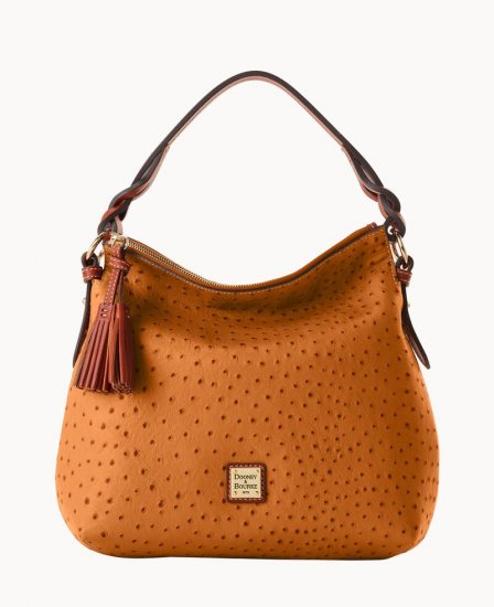 Dooney Ostrich Twist Strap Hobo Tan ID-zgMU1rCu - Click Image to Close