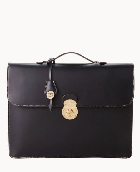 Dooney Alto Small Gusset Briefcase Black ID-FwYWhtOF - Click Image to Close