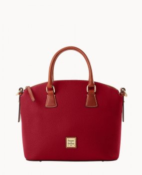 Dooney Pebble Grain Domed Satchel Wine ID-etnYCmto