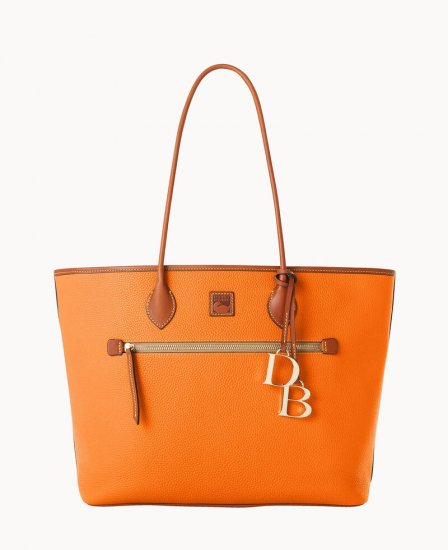 Dooney Pebble Grain Large Tote Clementine ID-PHxDIZJk - Click Image to Close