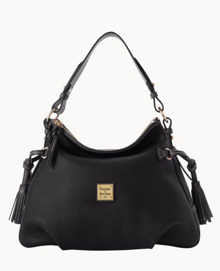 Dooney Pebble Grain Hobo Black Black ID-9jEiOxlg - Click Image to Close