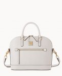 Dooney Saffiano Domed Zip Satchel Ecru ID-qGBGmd27