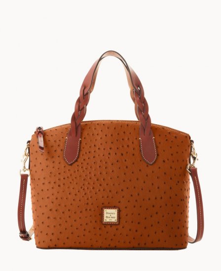 Dooney Ostrich Celeste Satchel Caramel ID-wkL7Yokb - Click Image to Close