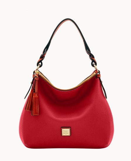 Dooney Pebble Grain Twist Strap Hobo Red ID-fZ2IbYOE - Click Image to Close