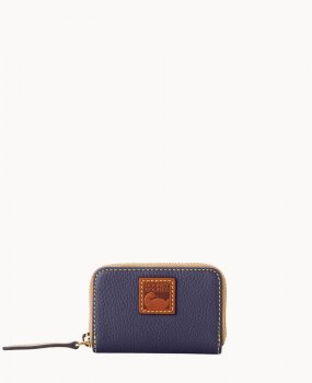 Dooney Pebble Grain Zip Around Credit Card Case Midnight Blue ID-xP5keL1P