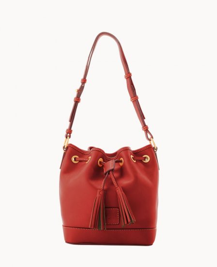 Dooney Florentine Small Drawstring Red ID-RJJGLntb - Click Image to Close