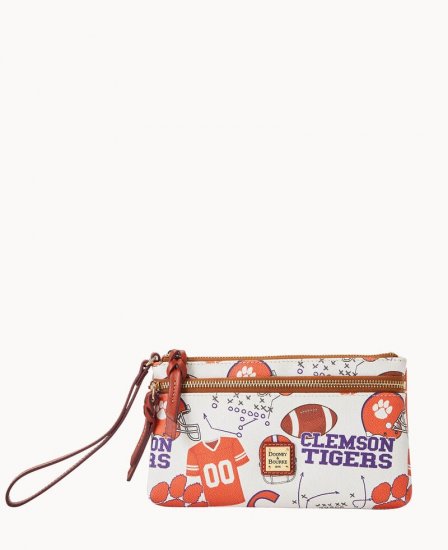 Dooney Collegiate Clemson Double Zip Wristlet Clemson University ID-VNsJNniR - Click Image to Close