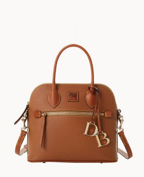 Dooney Pebble Grain Domed Satchel Caramel ID-an0Jj4oA