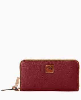 Dooney Pebble Grain Large Zip Around Wristlet Wine ID-TjEdklPq