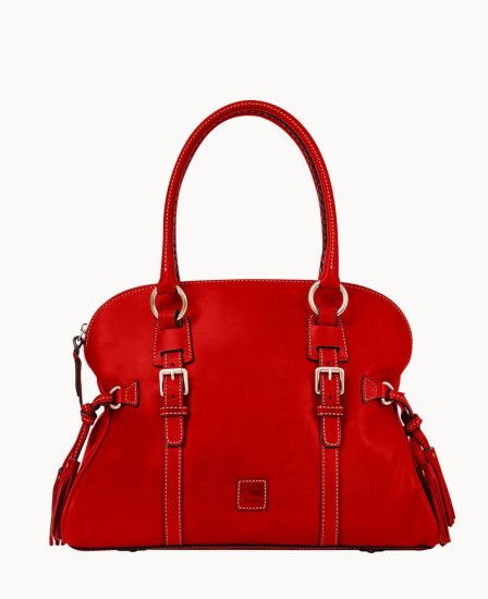 Dooney Florentine Domed Buckle Satchel Red ID-ocRnSmYz - Click Image to Close