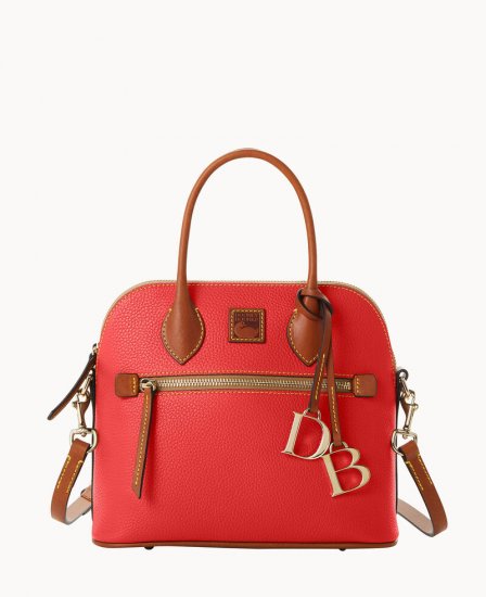 Dooney Pebble Grain Domed Satchel Red ID-0U1o7MAS - Click Image to Close