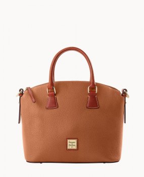 Dooney Pebble Grain Domed Satchel Caramel ID-Z73zL61T