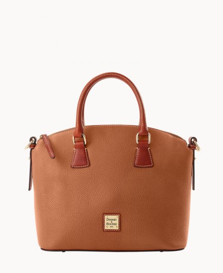 Dooney Pebble Grain Domed Satchel Caramel ID-Z73zL61T - Click Image to Close