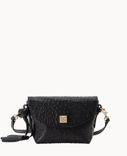 Dooney Ostrich Crossbody Saddle Bag Black ID-pf9o46yi - Click Image to Close