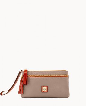 Dooney Pebble Grain Double Zip Wristlet Taupe ID-Cl8yLVIS