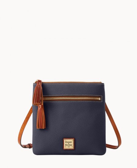 Dooney Pebble Grain Double Zip Tassel Crossbody Midnight Blue ID-tqL1aIa7 - Click Image to Close