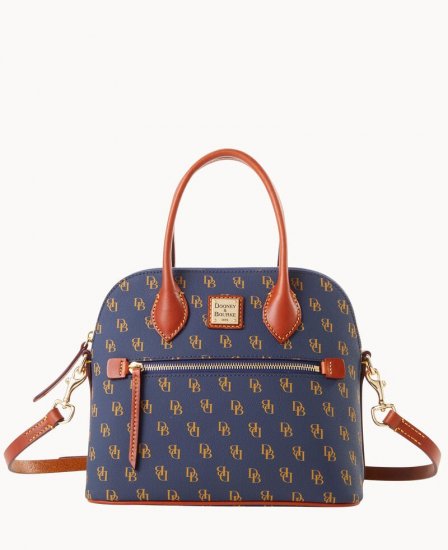 Dooney Gretta Domed Satchel Navy ID-W6k7XQAs - Click Image to Close