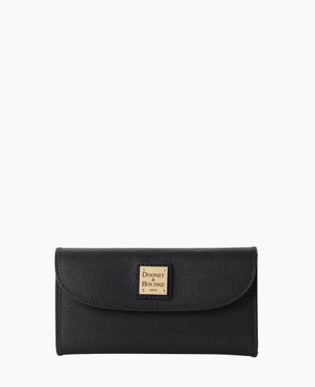 Dooney Saffiano Continental Clutch Black ID-NMrjEXN6 - Click Image to Close