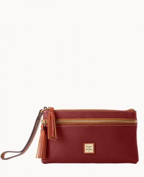 Dooney Pebble Grain Double Zip Wristlet Wine ID-IQgKxWIe