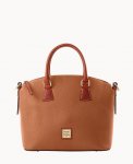 Dooney Pebble Grain Domed Satchel Caramel ID-Z73zL61T