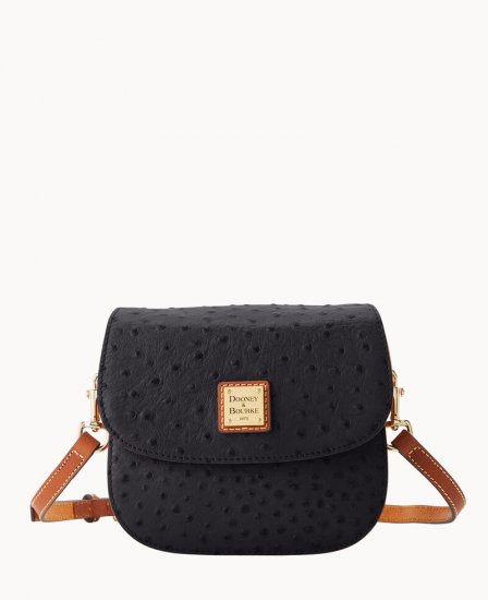 Dooney Ostrich Saddle Bag Black ID-c5RLs4B1 - Click Image to Close