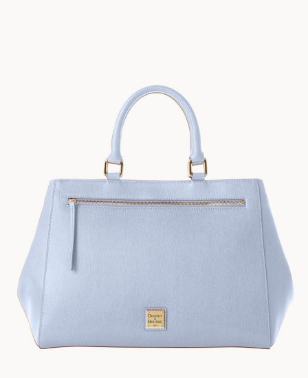 Dooney Saffiano Zip Satchel Glacier Blue ID-n7rueocl - Click Image to Close