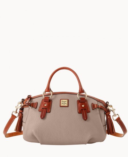 Dooney Pebble Grain Medium Mail Satchel Taupe ID-3b77hbf2 - Click Image to Close