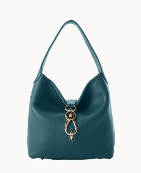 Dooney Pebble Grain Small Logo Lock Sac Teal ID-lziOdYAw