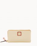 Dooney Pebble Grain Large Zip Around Wristlet Bone ID-5M6BQGj8