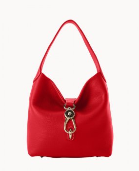 Dooney Pebble Grain Small Logo Lock Sac Red ID-Vksk6fO1