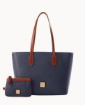 Dooney Pebble Grain Tote With Medium Wristlet Midnight Blue ID-lNINnLu5