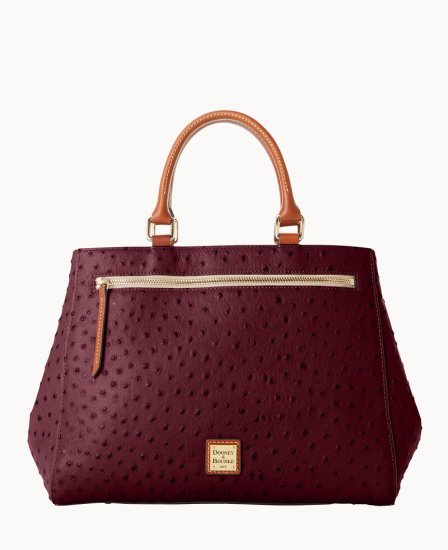 Dooney Ostrich Zip Satchel Burgundy ID-OFZmGGIc - Click Image to Close