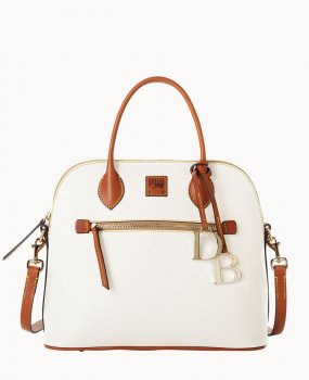 Dooney Pebble Grain Large Domed Satchel White ID-NOU0jznQ