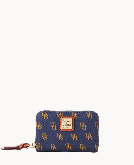 Dooney Gretta Large Zip Around Credit Card Case Navy ID-J4z3jBVe - Click Image to Close