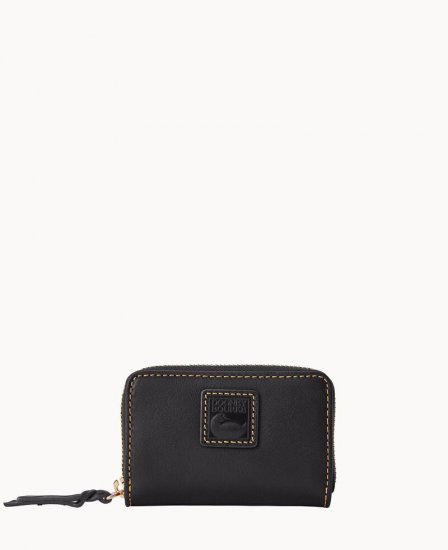 Dooney Florentine Large Zip Around Credit Card Case Black Black ID-SwCRwx8y - Click Image to Close