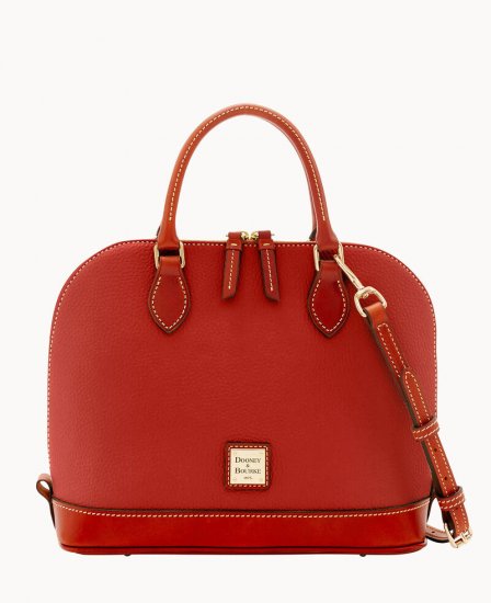 Dooney Pebble Grain Zip Zip Satchel Terracotta ID-MhUJetl4 - Click Image to Close