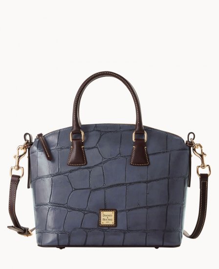 Dooney Denison Domed Satchel Steel Blue ID-ruhfPUD2 - Click Image to Close