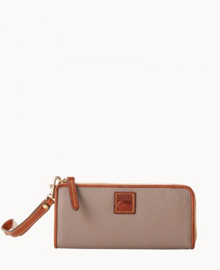 Dooney Pebble Grain Zip Clutch Wristlet Taupe ID-VlDnjU1b - Click Image to Close