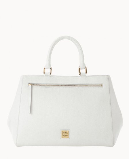 Dooney Saffiano Zip Satchel Off White ID-yE1RHeiT - Click Image to Close