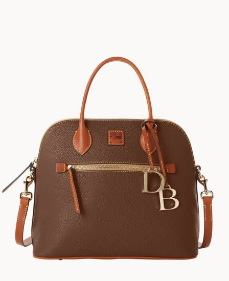 Dooney Pebble Grain Large Domed Satchel Bark ID-cAi5BIau - Click Image to Close