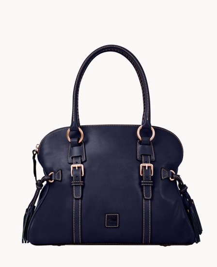 Dooney Florentine Domed Buckle Satchel Navy ID-hgQURYXk - Click Image to Close