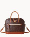 Dooney Ostrich Domed Zip Satchel Brown Tmoro ID-lnjdEdkH