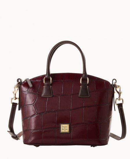 Dooney Denison Domed Satchel Bordeaux ID-xLY5ZtDl - Click Image to Close