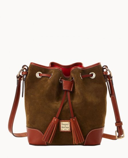 Dooney Suede Crossbody Drawstring Olive ID-SsSqSibi - Click Image to Close