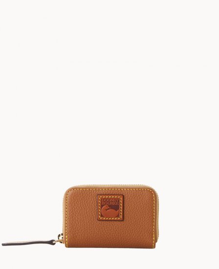 Dooney Pebble Grain Zip Around Credit Card Case Caramel ID-S2G3LTTS - Click Image to Close