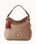 Dooney Ostrich Twist Strap Hobo Light Taupe ID-UhmKsJDm